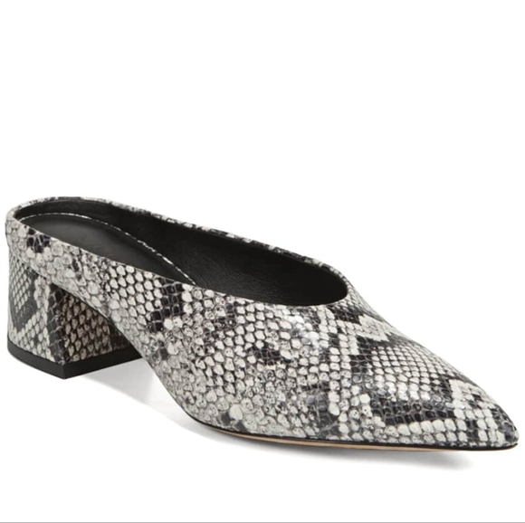 Vince Ralston Sahara Snake Print Leather Slip On Mule Women's Size 8 Block Heel - Picture 2 of 12
